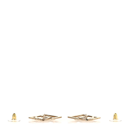 Chanel Metal Square Cutout CC Hoop Earrings Gold 3 of 5