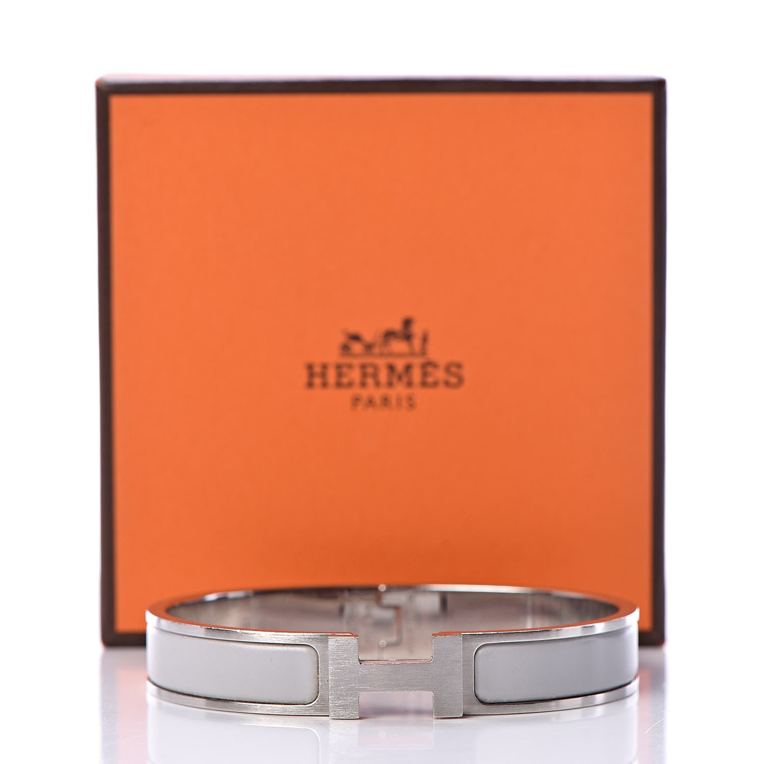 Hermes Matte Enamel Narrow Clic Clac HH Bracelet GM Gris Clair 7 of 7