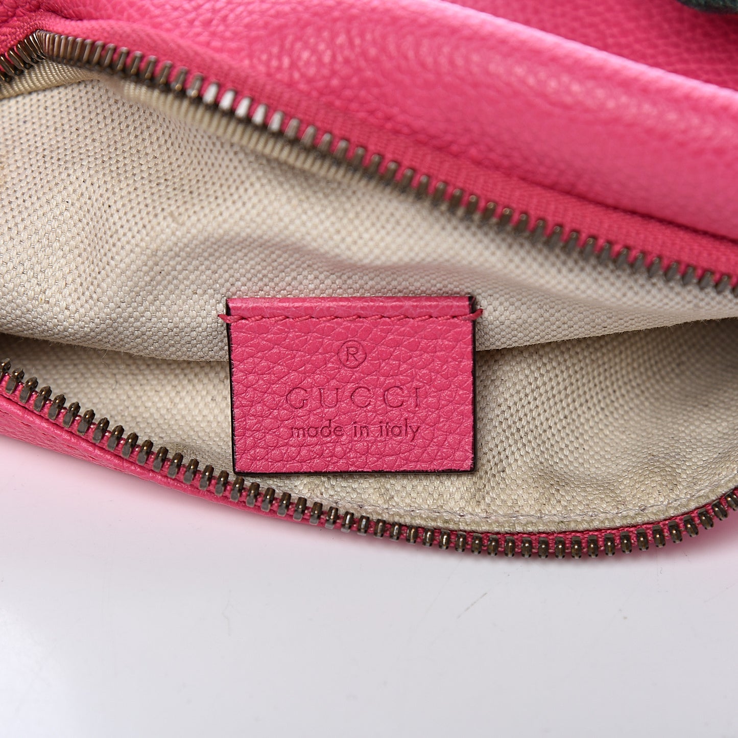 Grained Calfskin Small Logo Belt Bag Box Pink Green