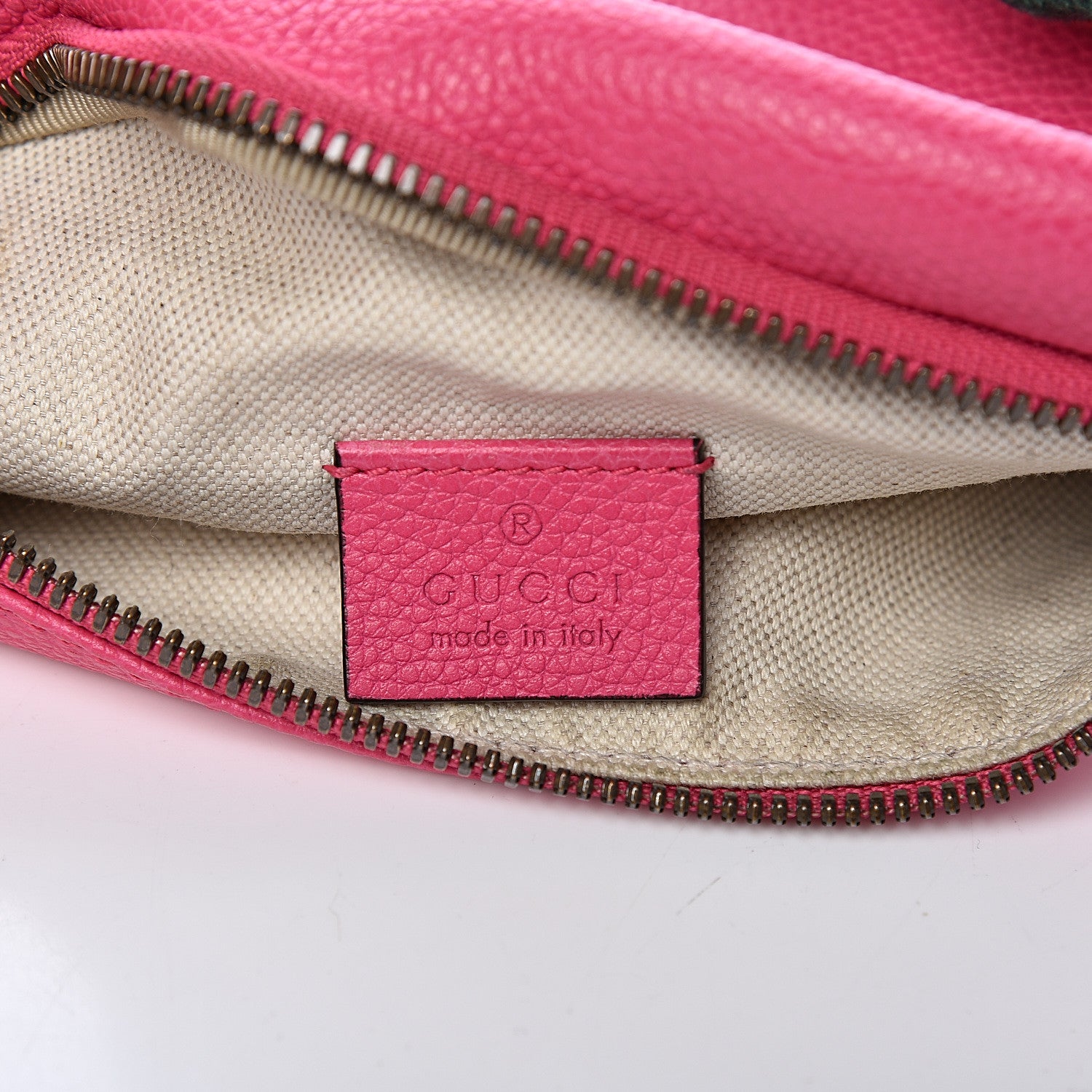 Gucci Grained Calfskin Small Logo Belt Bag Box Pink Green 6 of 11