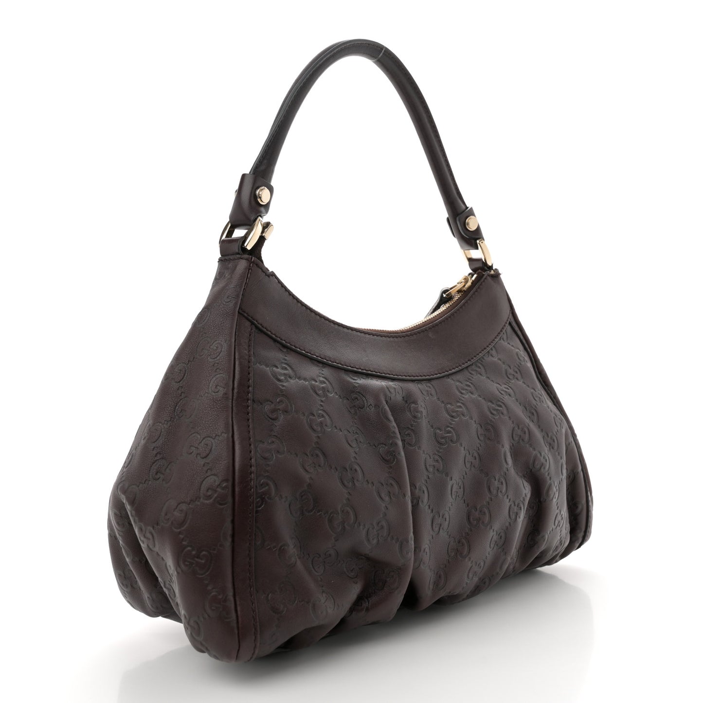 Guccissima Small D Gold Ring Shoulder Bag Chocolate Brown