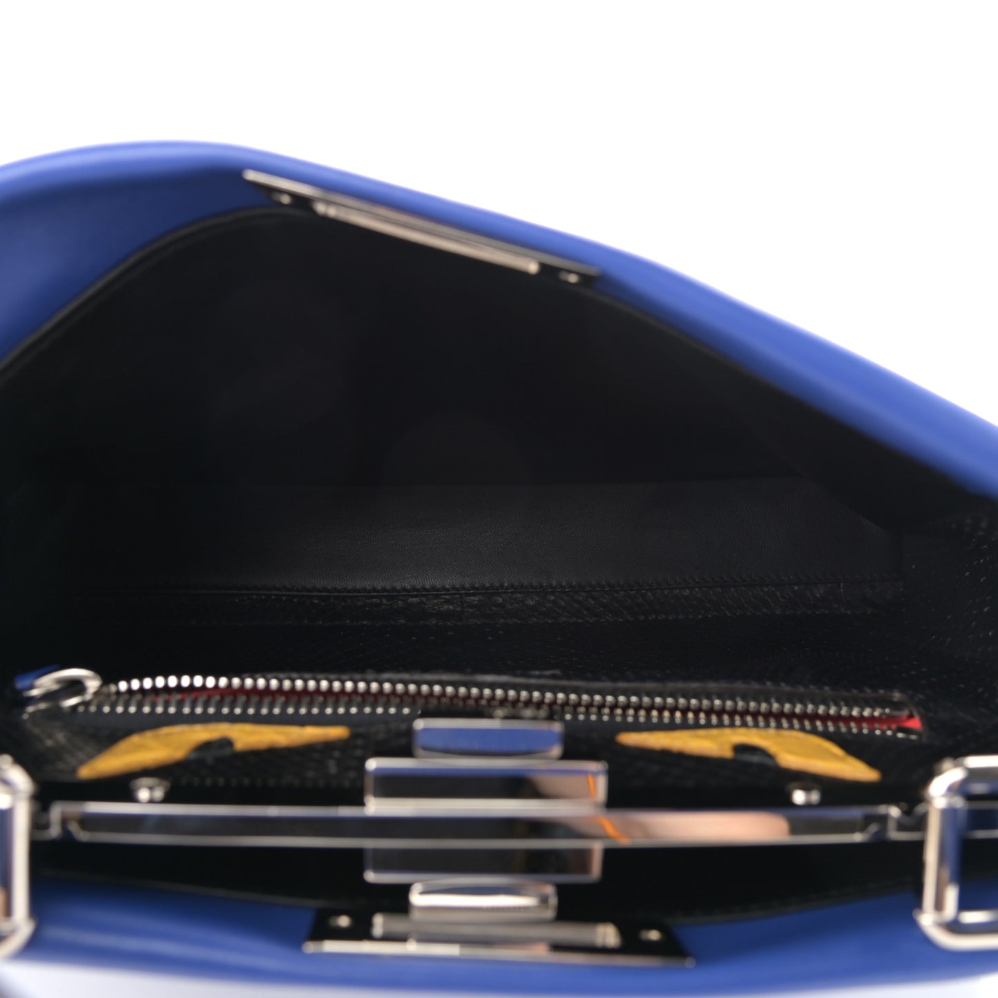 Vitello Morgan Python Crocodile Monster Eyes Medium Peekaboo Iconic Satchel Blue Neon Sunflower