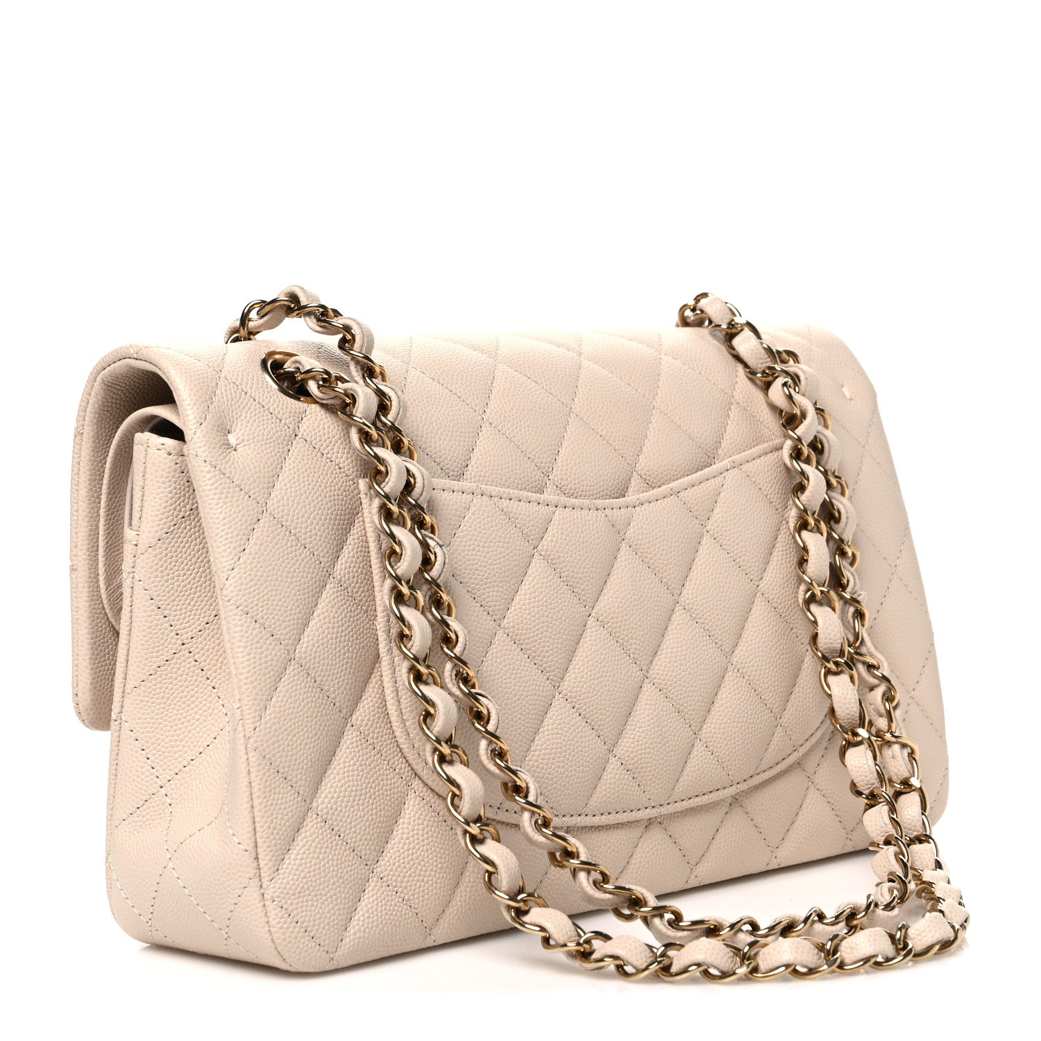 Chanel Caviar Quilted Medium Double Flap Ecru 2 of 9