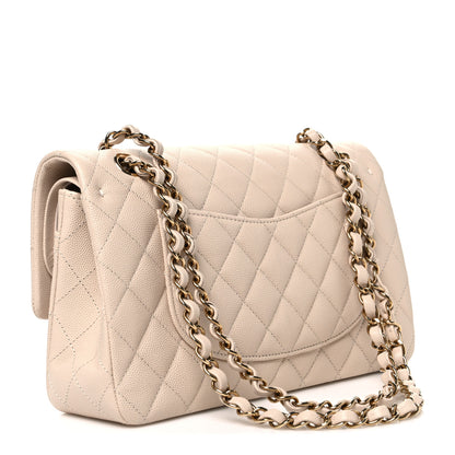 Chanel Caviar Quilted Medium Double Flap Ecru 2 of 9