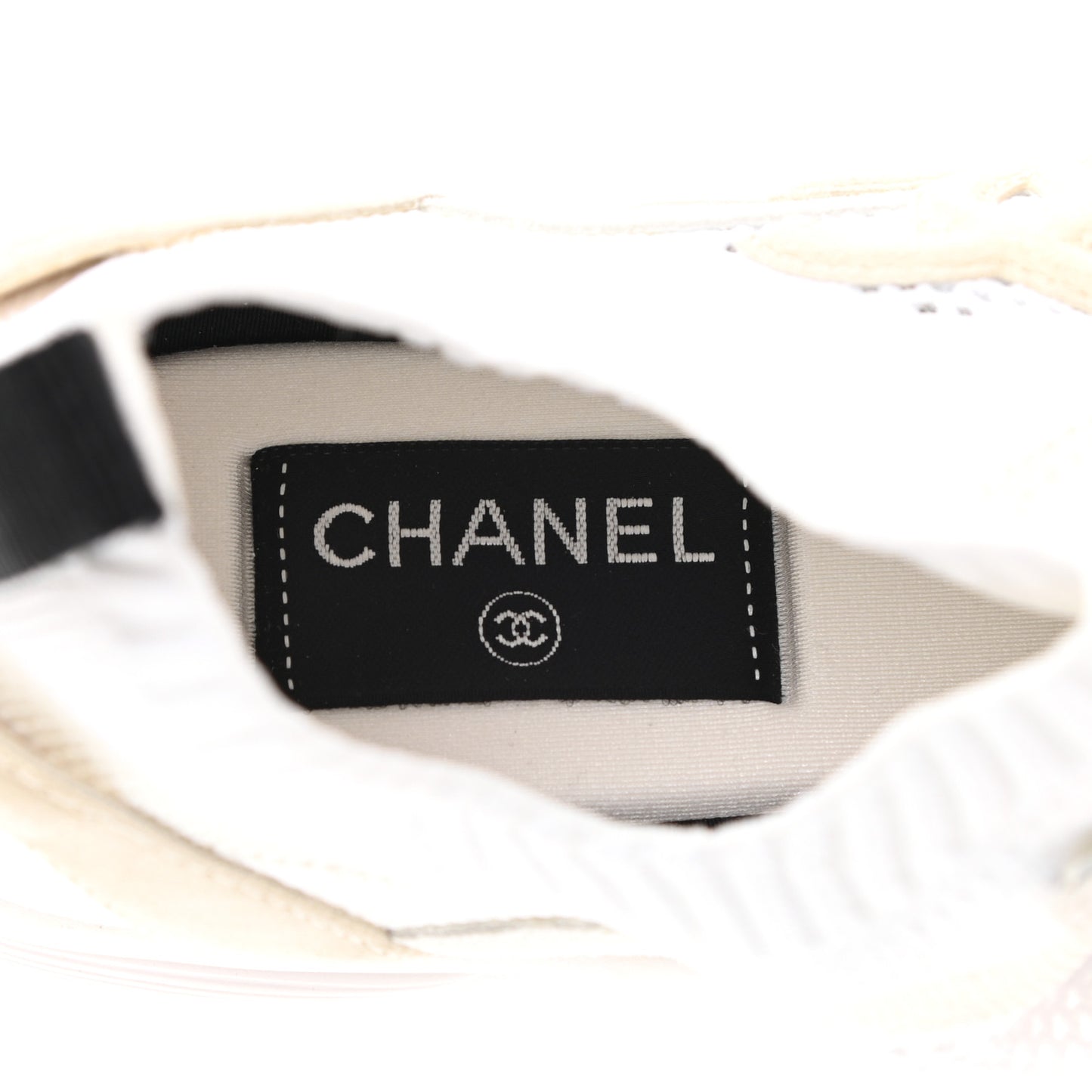Mesh Suede Fabric Womens CC Sneakers 38 White Ivory Light Beige