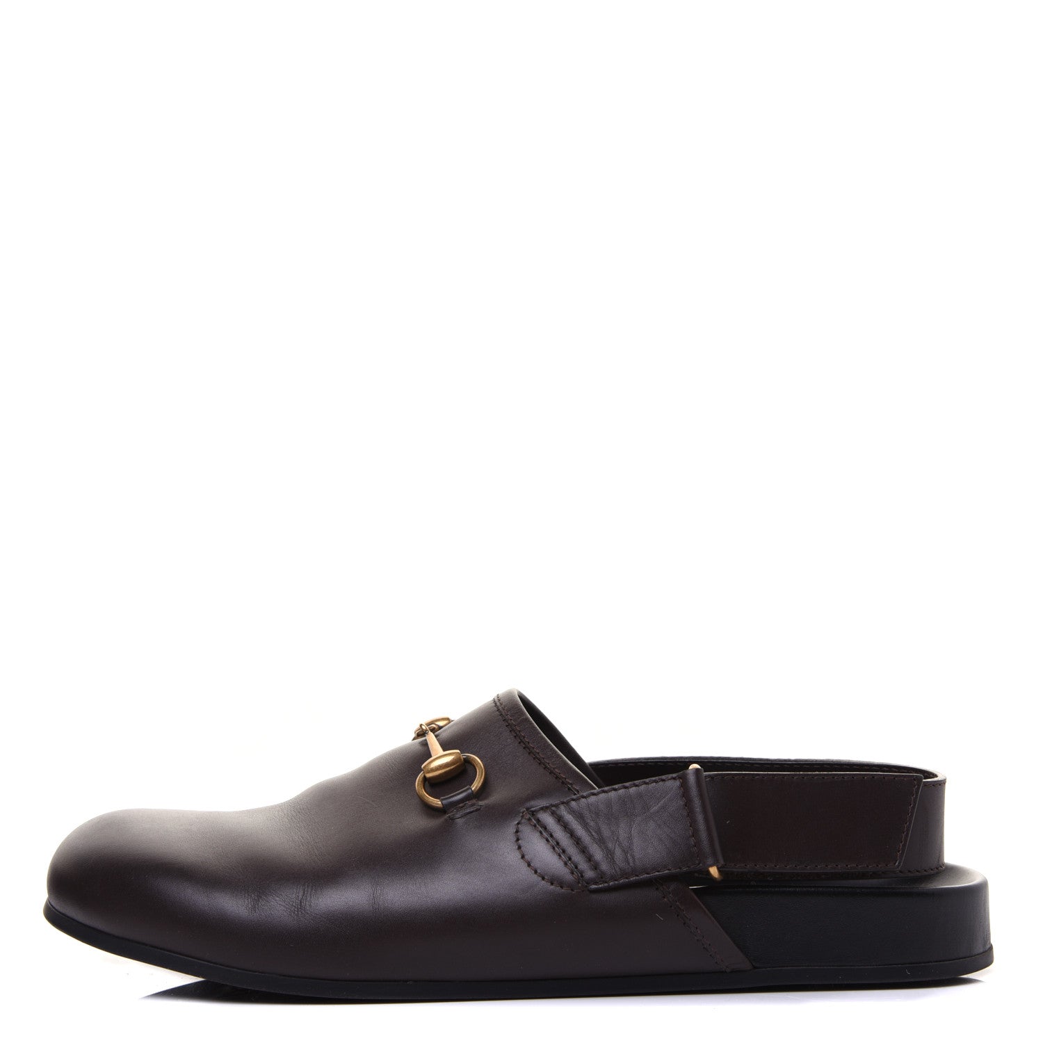 Gucci Calfskin Mens Horsebit River Slingback Slippers 10 Cocoa 1 of 8