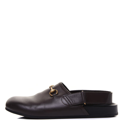 Gucci Calfskin Mens Horsebit River Slingback Slippers 10 Cocoa 1 of 8