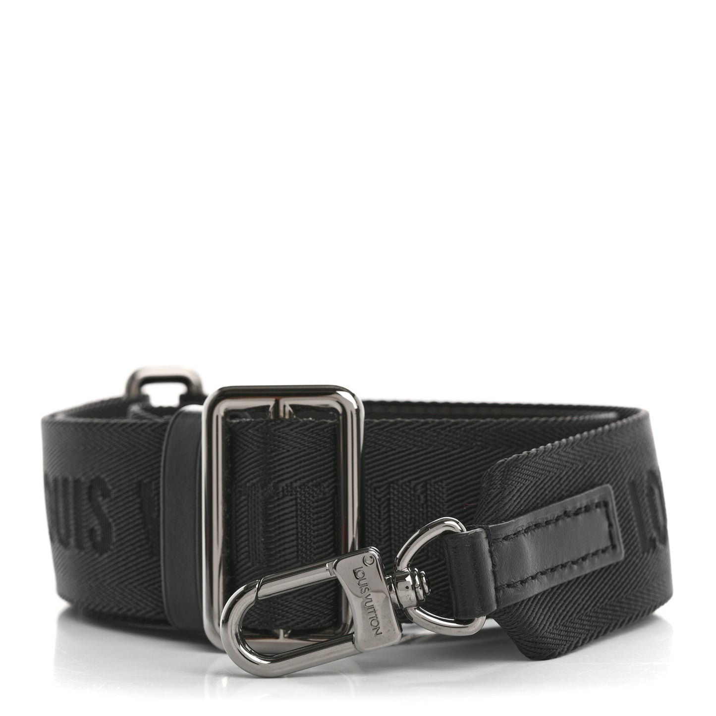 Nylon Jacquard Monochrome Sporty Bandouliere Shoulder Strap Black
