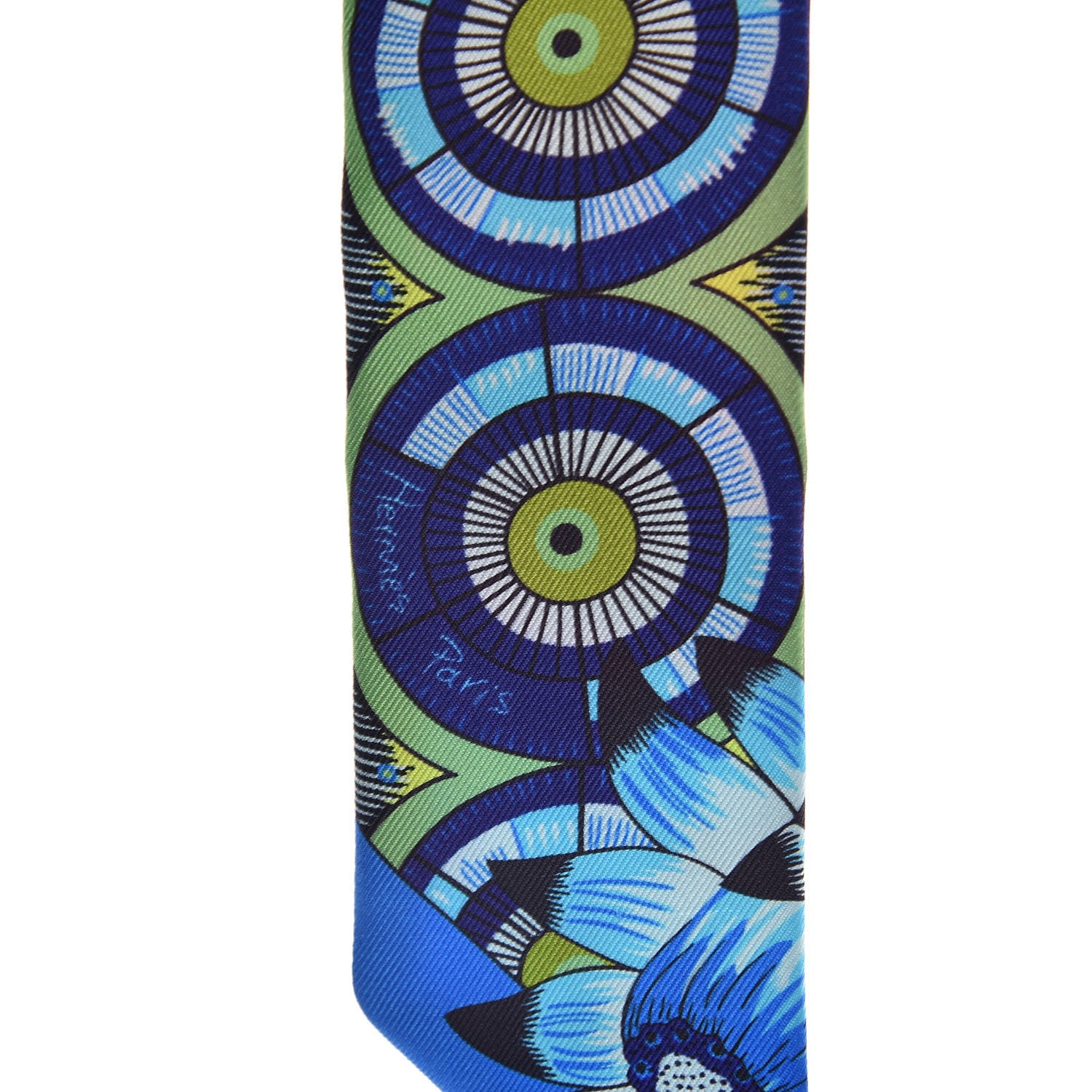 Hermes Silk The Savana Dance Twilly Rose Indien Indigo Vert 5 of 5