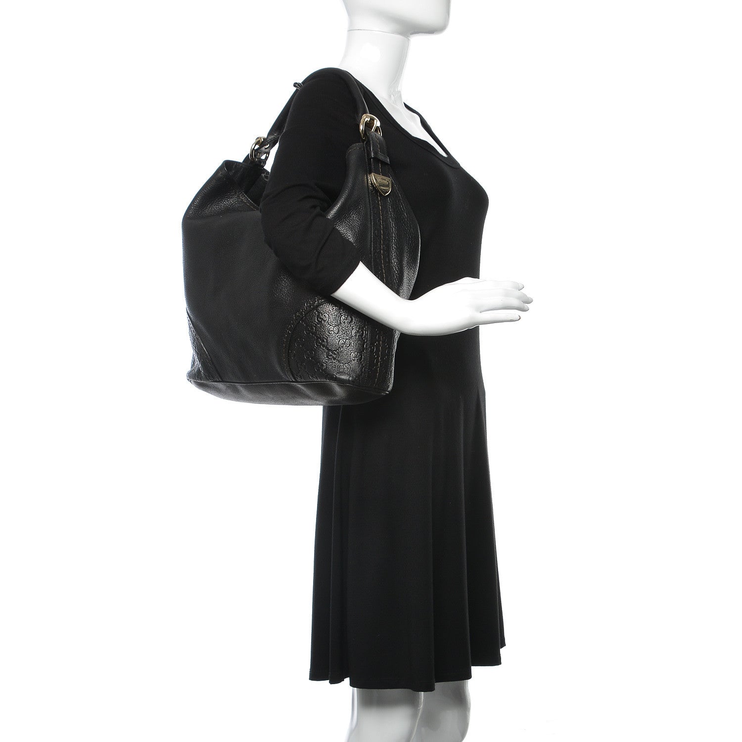 Gucci Leather Guccissima Trim Large Signoria Hobo Black 3 of 10