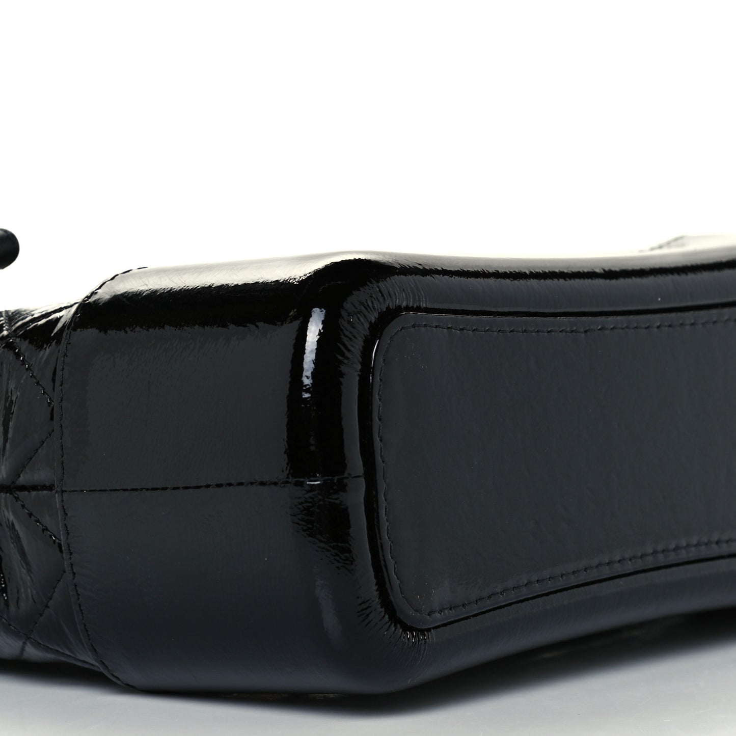 Patent Goatskin Quilted Medium Gabrielle Hobo Black