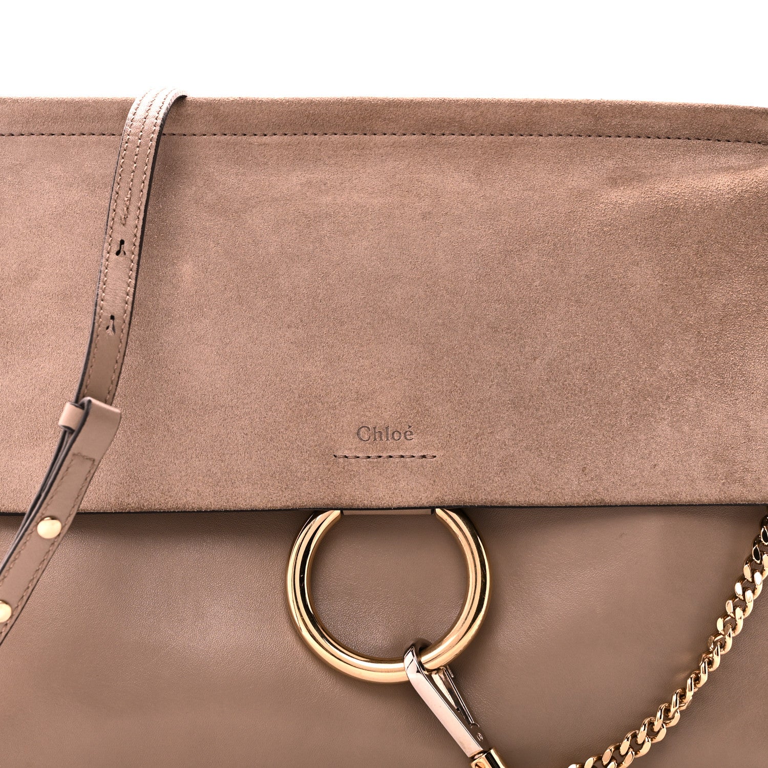 Chloe Calfskin Suede Medium Faye Shoulder Bag Motty Grey 7 of 9
