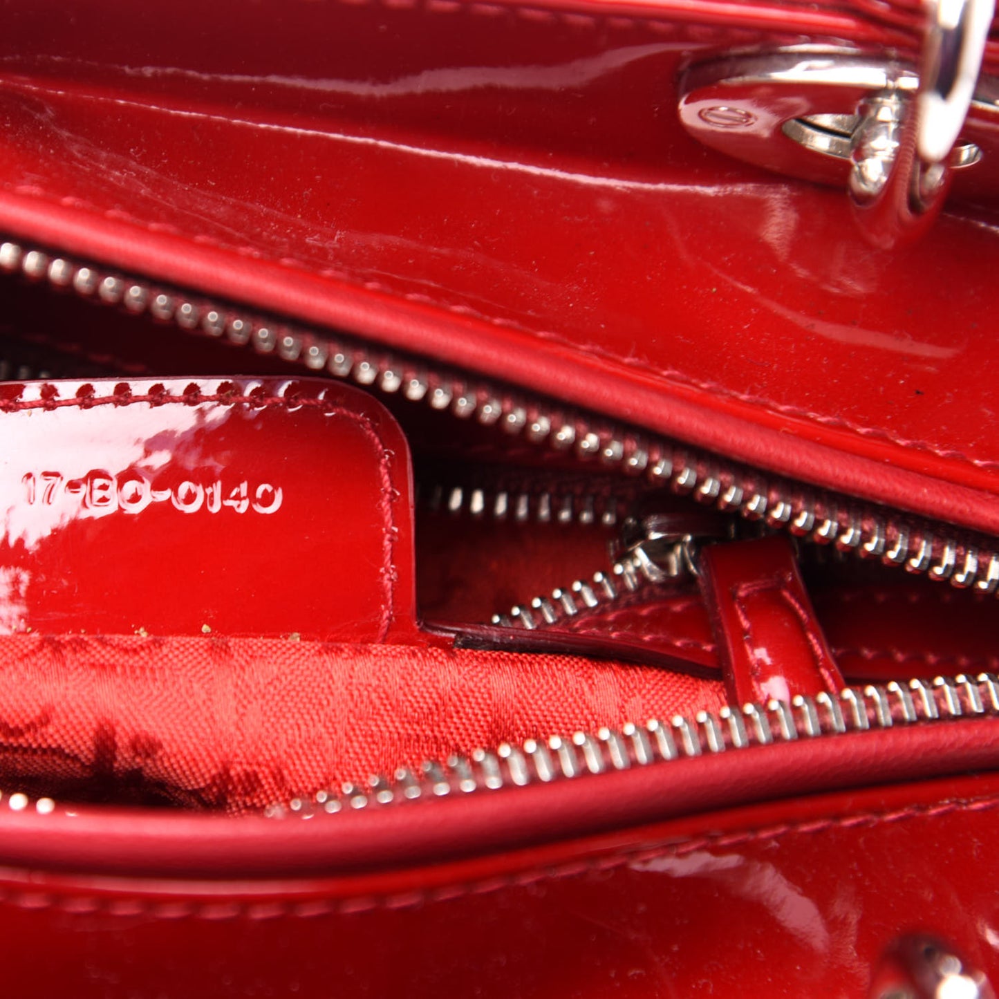 Patent Cannage Medium Lady Dior Red