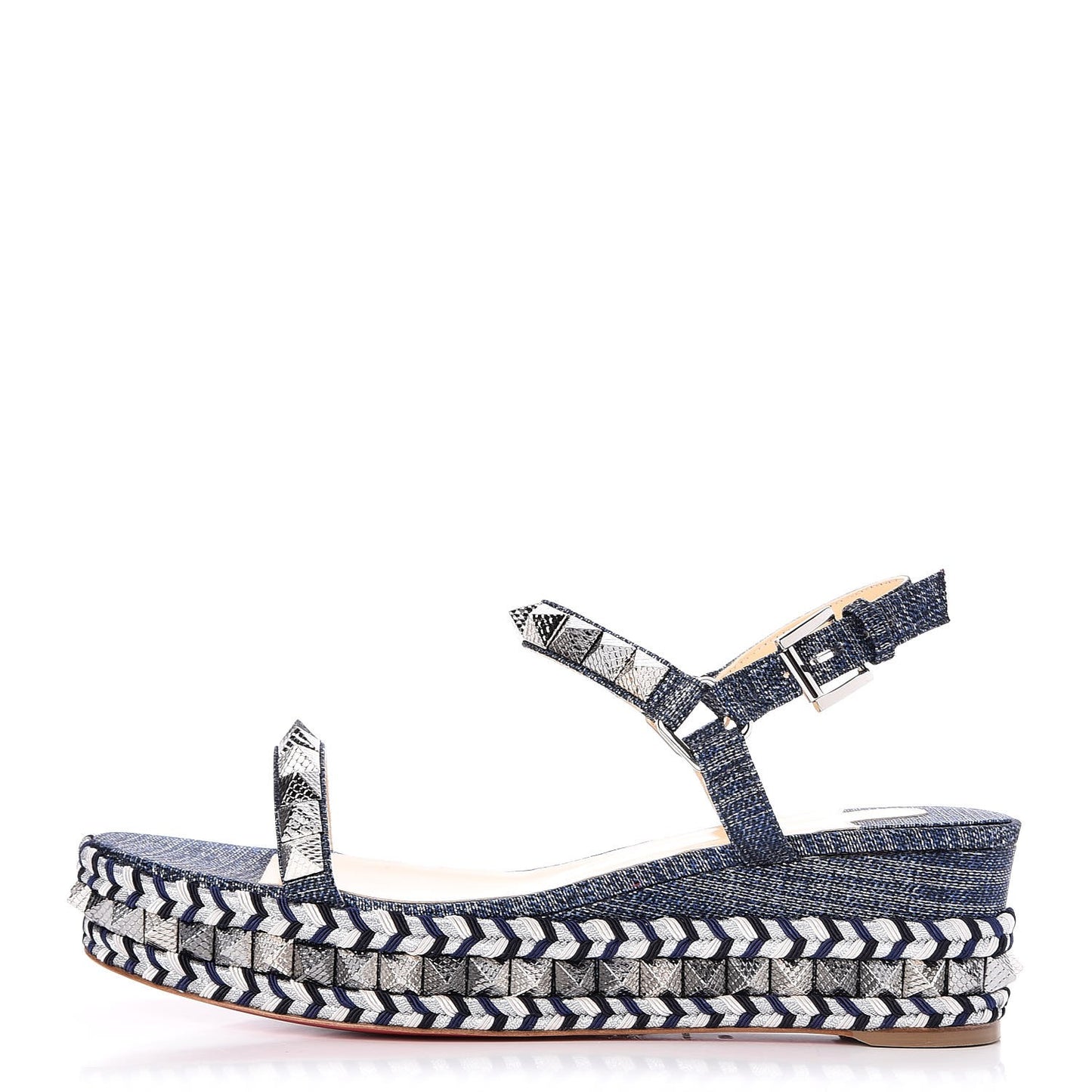 Lame Lux Pyraclou 60 Platform Sandals 40 Denim