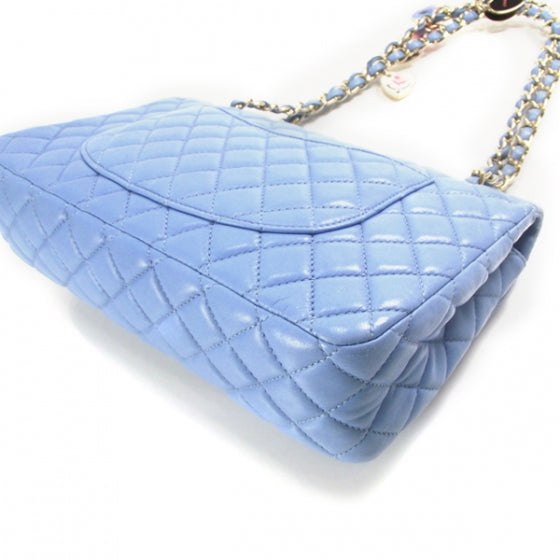 Lambskin Valentine Charms Medium Flap Baby Blue