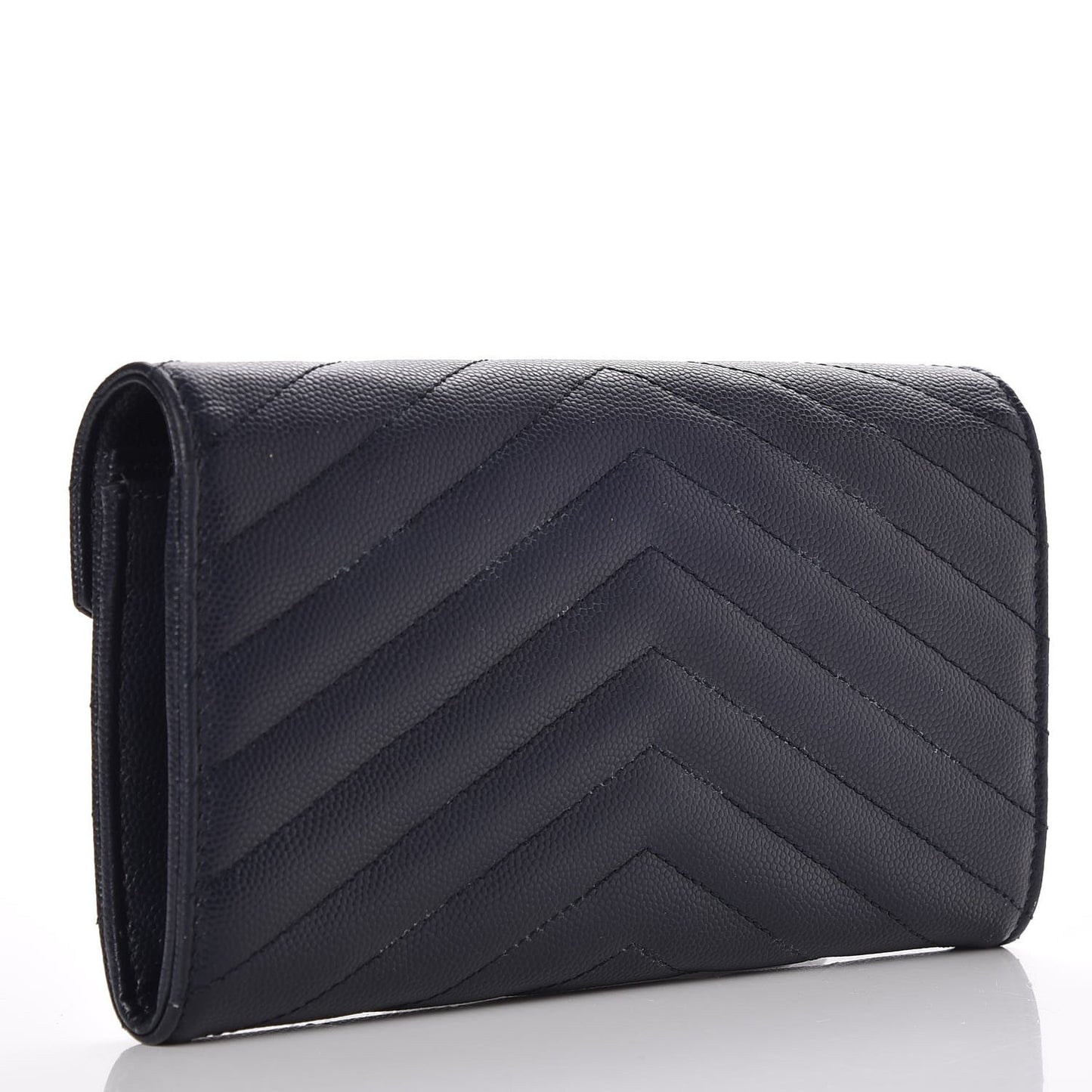 Grain De Poudre Matelasse Chevron Monogram Flap Wallet Navy