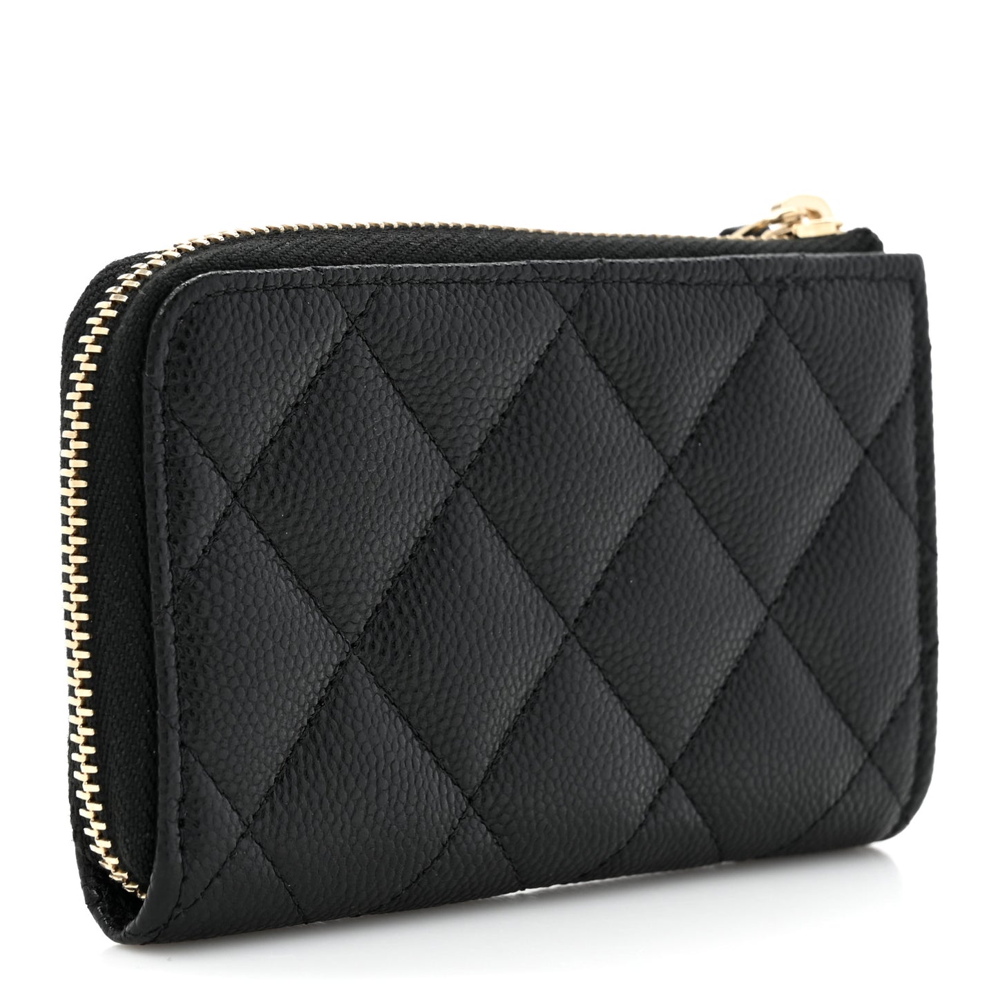 Caviar Quilted Zipped Key Holder Case Black