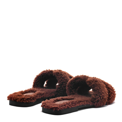 Hermes Woolskin Oran Sandals 40 Cognac 4 of 7