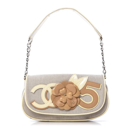 Chanel Canvas Camellia N°5 Flap Beige 1 of 12