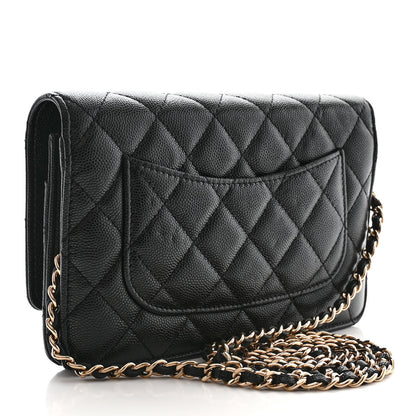 Chanel Caviar Quilted French New Wave Chain CC Wallet On Chain WOC Black 3 of 13