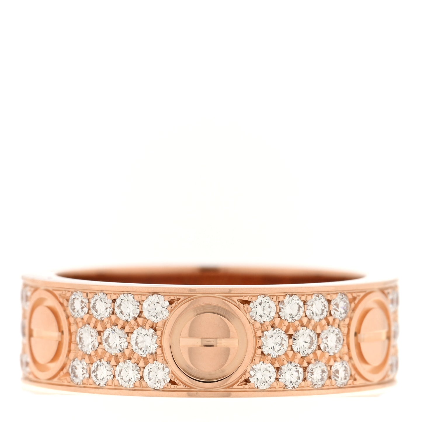 18K Pink Gold Diamond 6.5mm LOVE Paved Ring 57 8