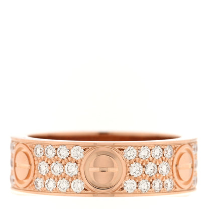 Cartier 18K Pink Gold Diamond 6.5mm LOVE Paved Ring 57 8 3 of 5
