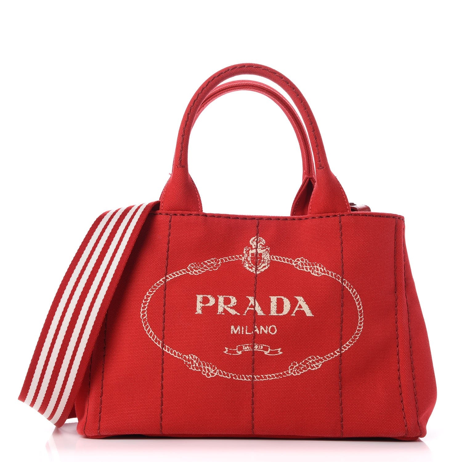 Prada Canapa Small Logo Tote Rosso Talco 1 of 23
