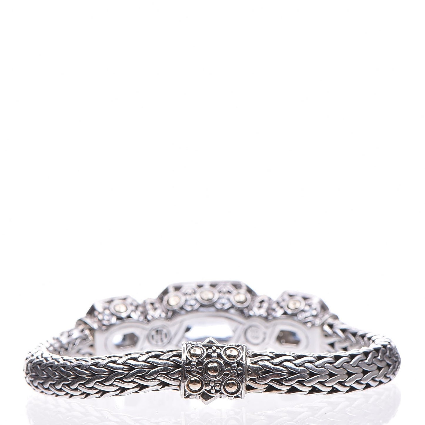 Sterling Silver 18K Yellow Gold Blue Topaz Diamond Batu Sari Bracelet