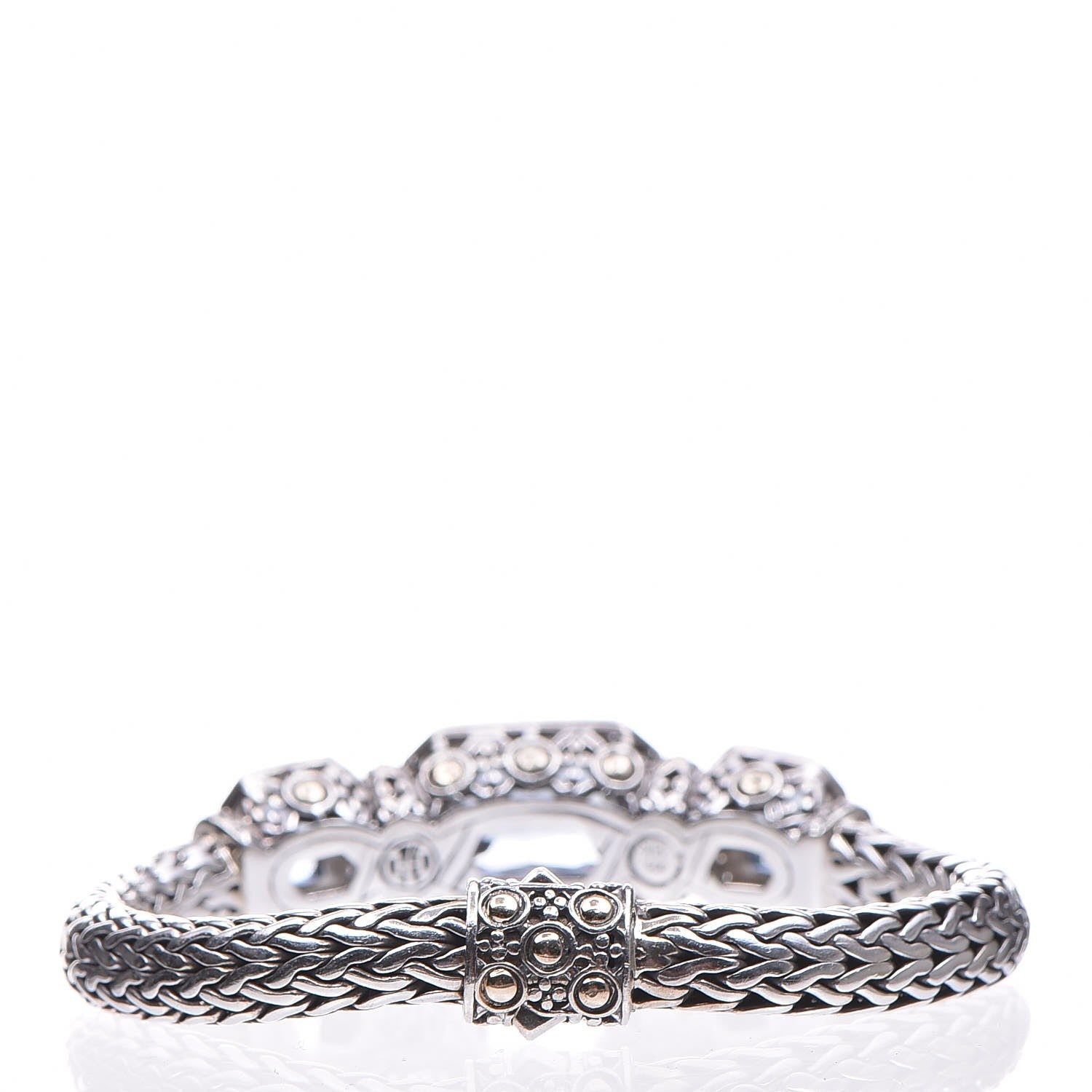 John Hardy Sterling Silver 18K Yellow Gold Blue Topaz Diamond Batu Sari Bracelet 3 of 5