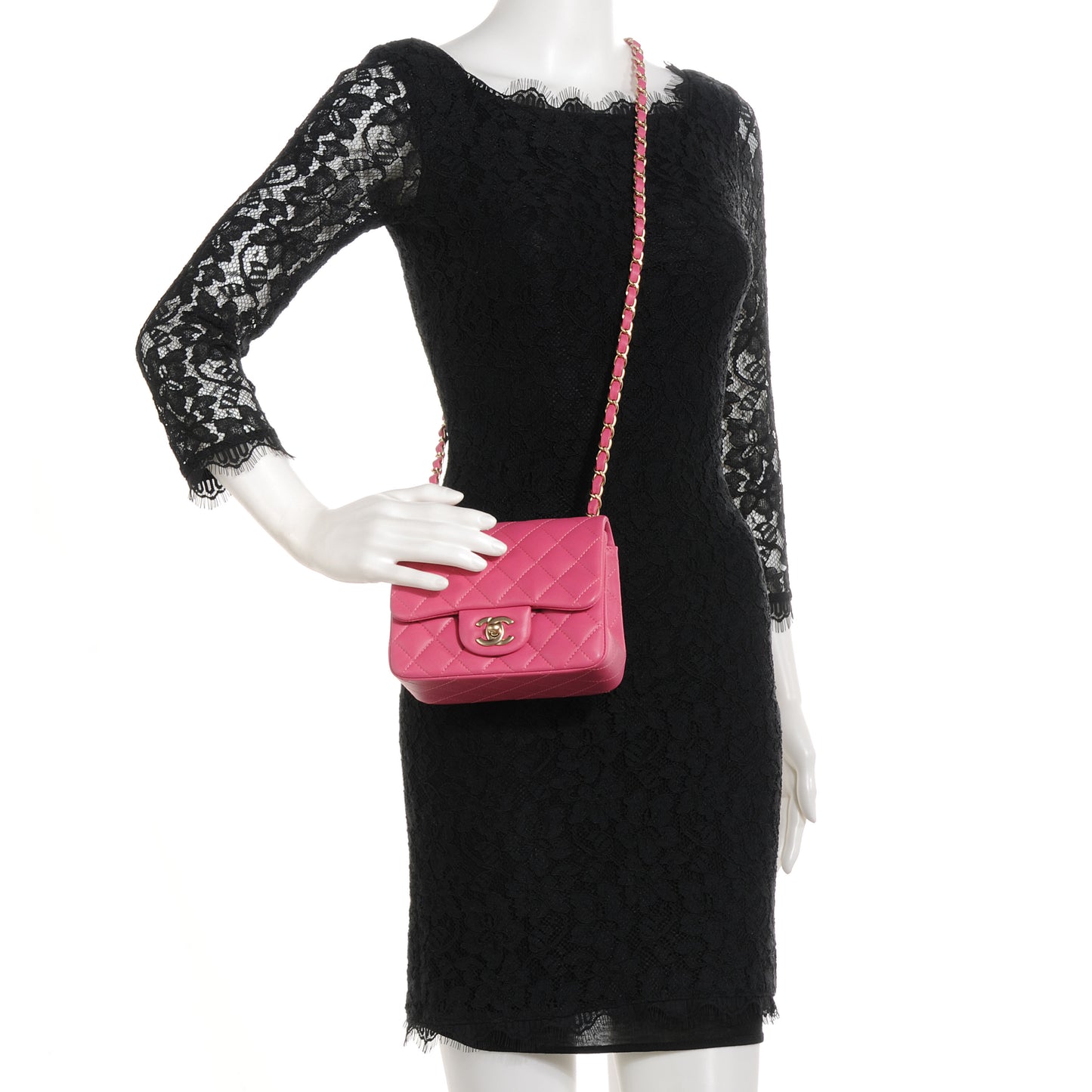 Lambskin Quilted Mini Square Flap Pink