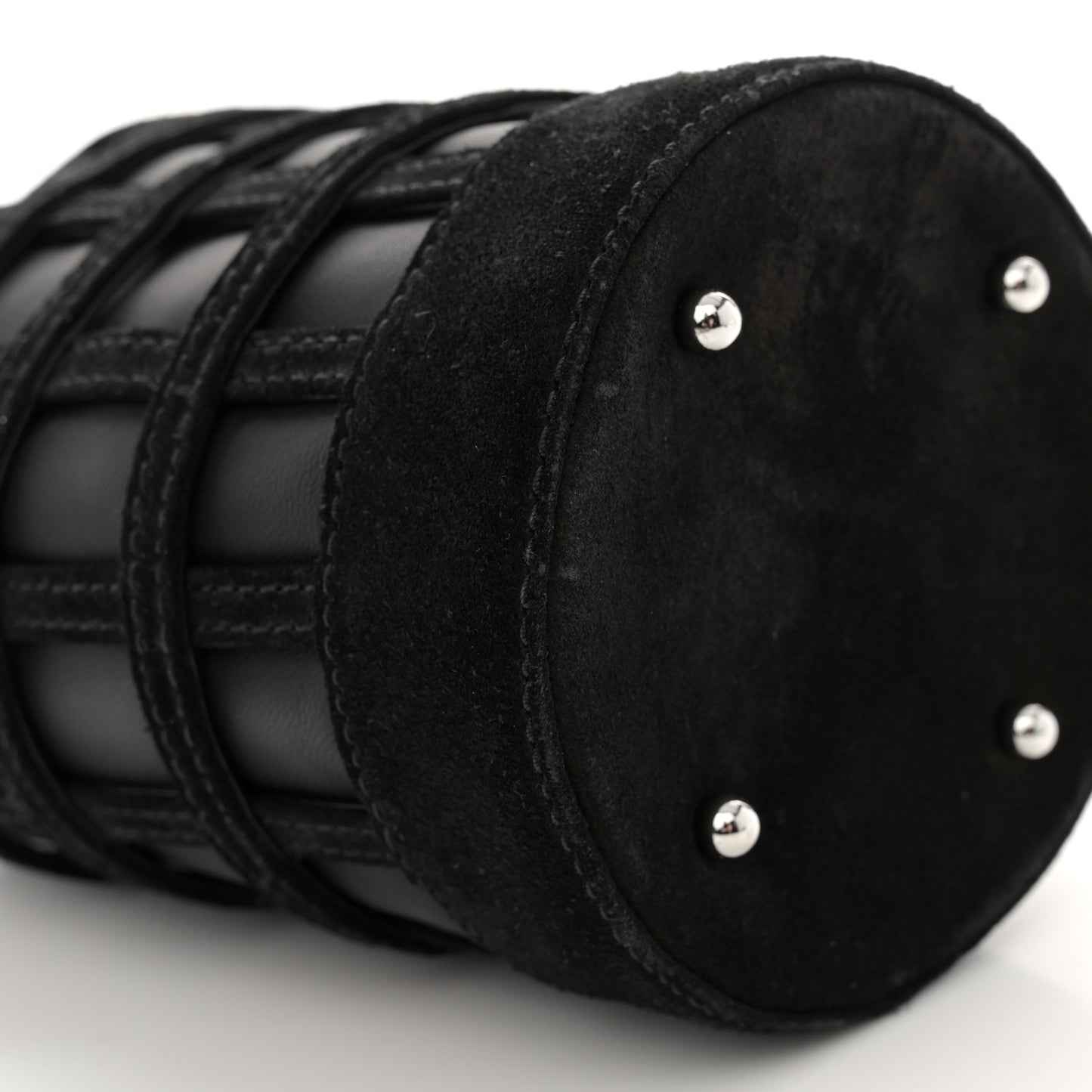Suede Calfskin Roxy Mini Bucket Bag Black
