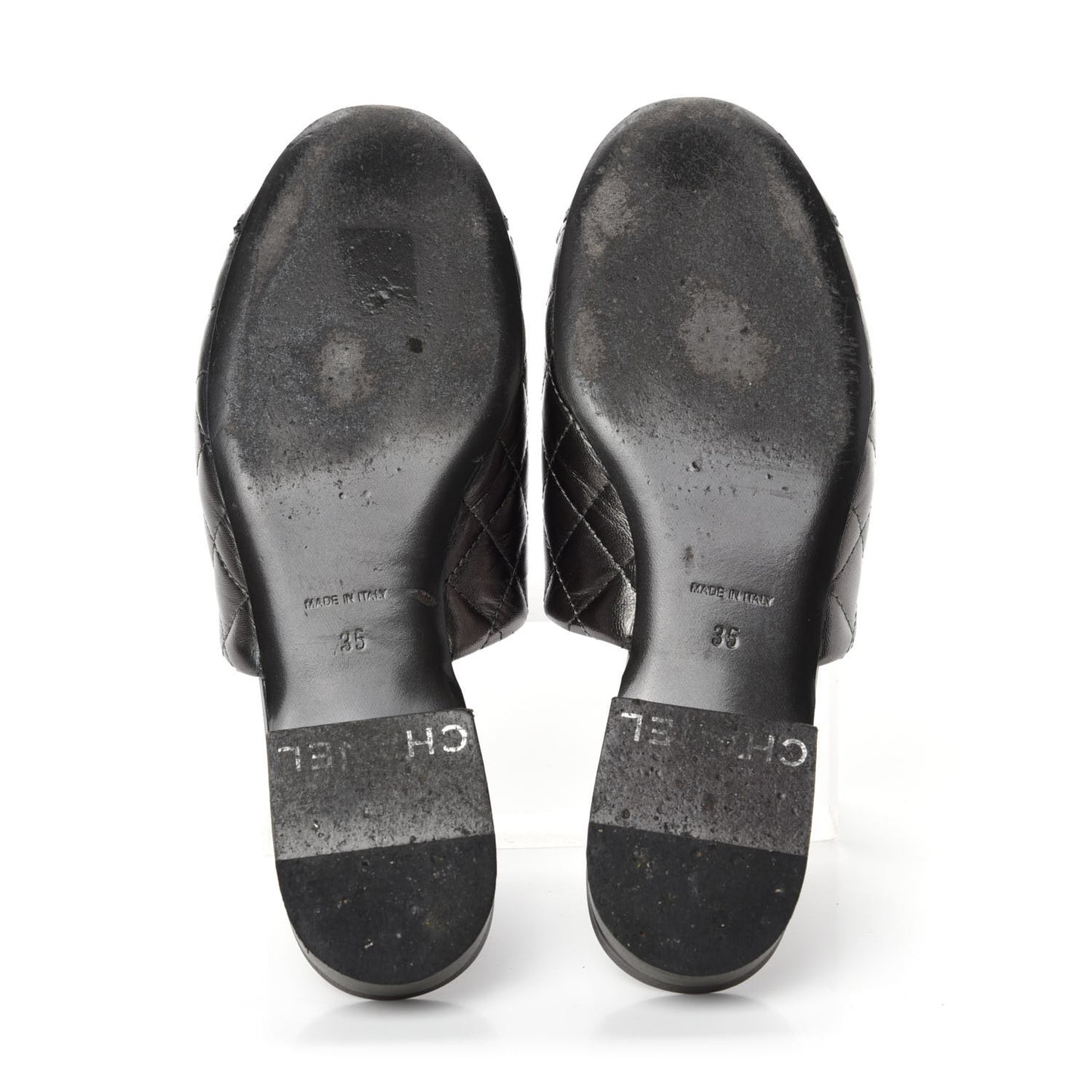 Calfskin Quilted CC Chain Mules 35 Silver