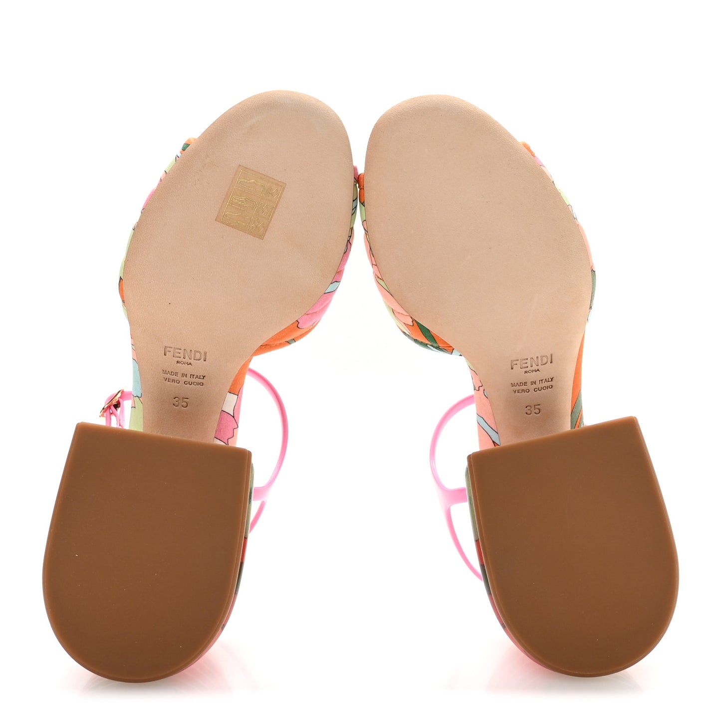 Fabric Calfskin Promenade Slingback Sandals 35 Arancio Multicolor Lipstick