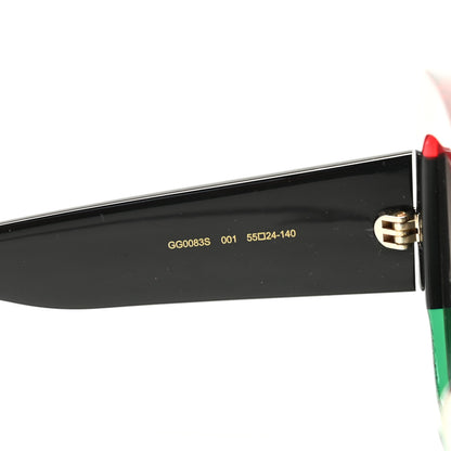 Gucci Acetate Square Frame Sunglasses GG0083S Glitter Red Black Green 6 of 9