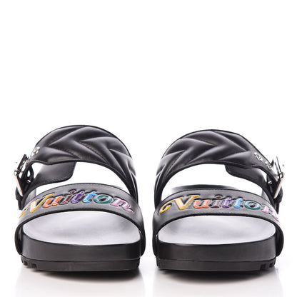 Louis Vuitton Calfskin New Wave Bom Dia Mule Sandals 39 Black 2 of 11