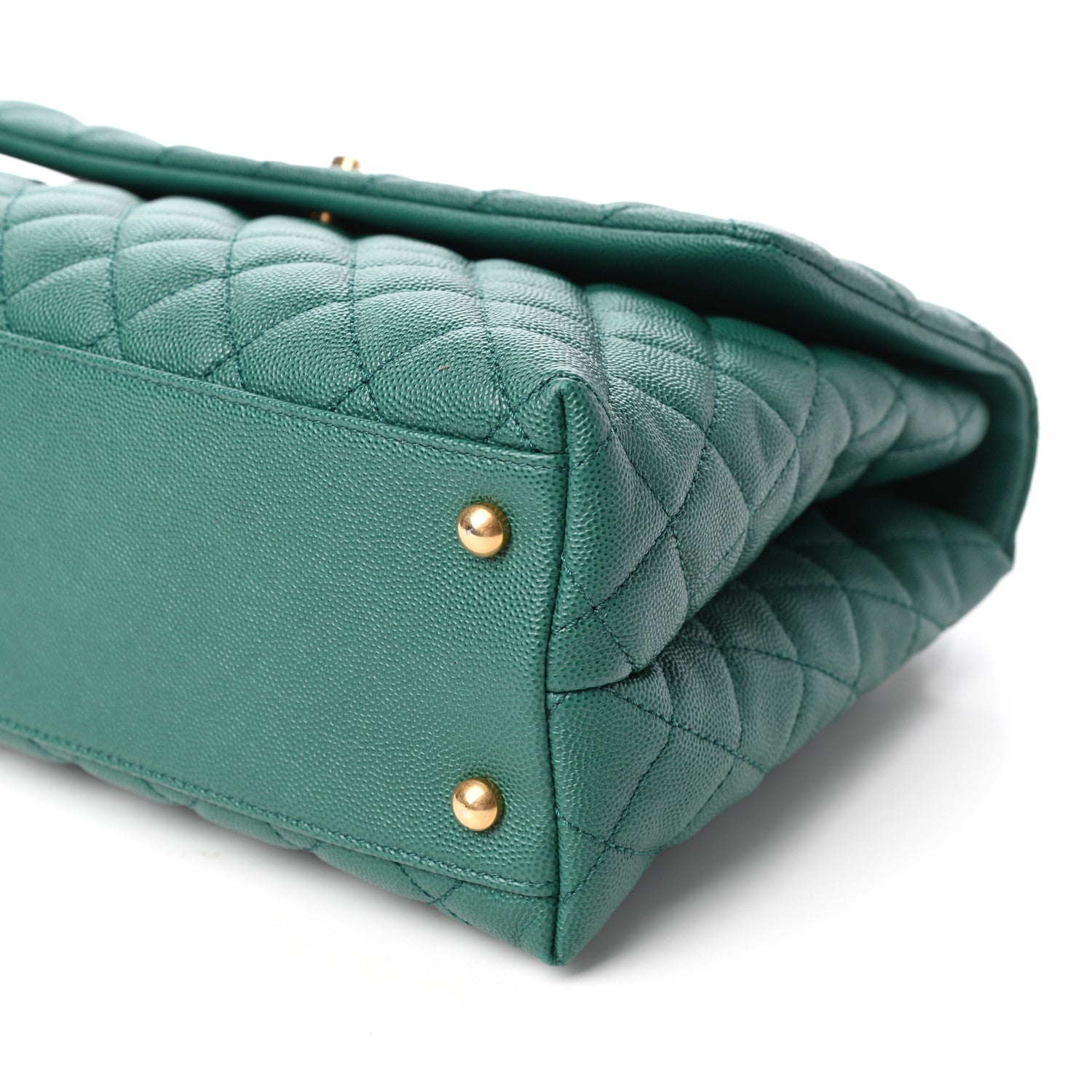 Chanel Caviar Quilted Medium Coco Handle Flap Green 9 of 10