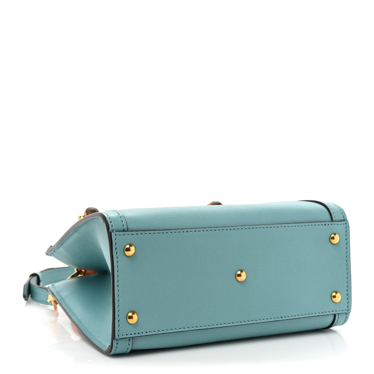 Gucci Wonka Grain Calfskin Mini Diana Tote Bag Dusty Azure Orange Fluo 4 of 12