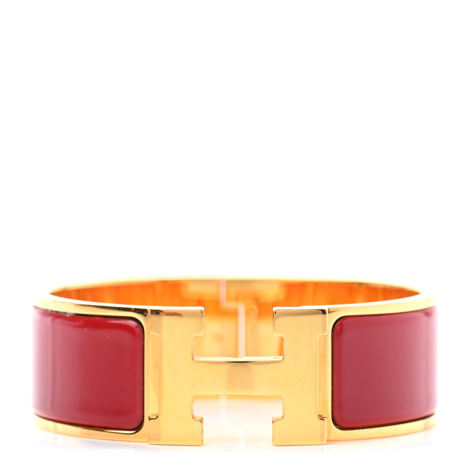 Hermes Enamel Wide Clic Clac H Bracelet PM Rouge Casaque 1 of 4
