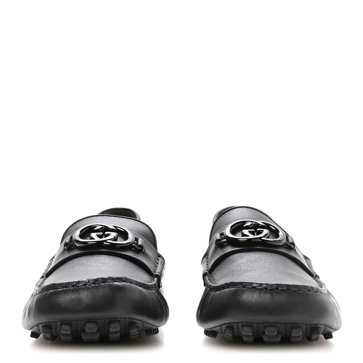 Soft Clove Calfskin Monochrome Mens Interlocking G Driver Loafers 12 Black