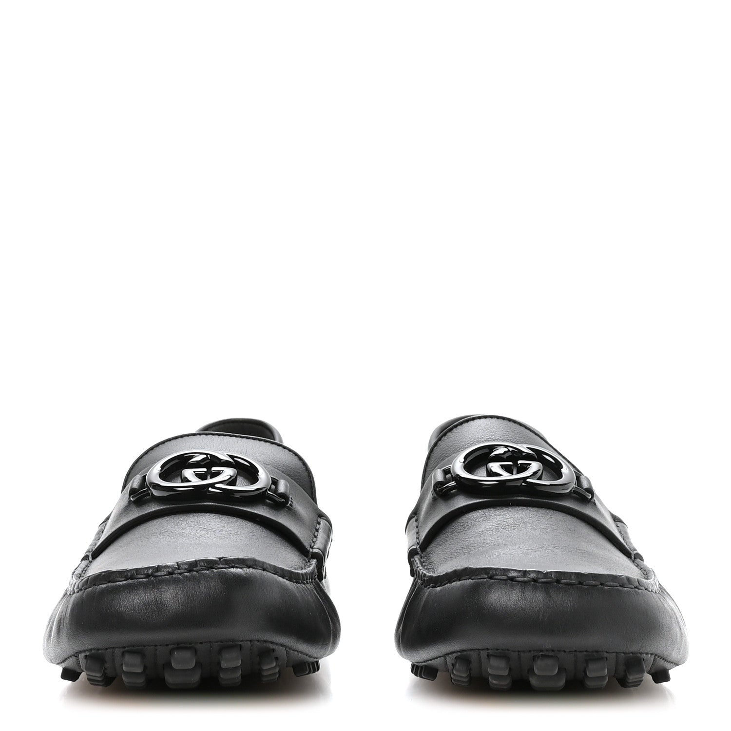 Gucci Soft Clove Calfskin Monochrome Mens Interlocking G Driver Loafers 12 Black 3 of 9