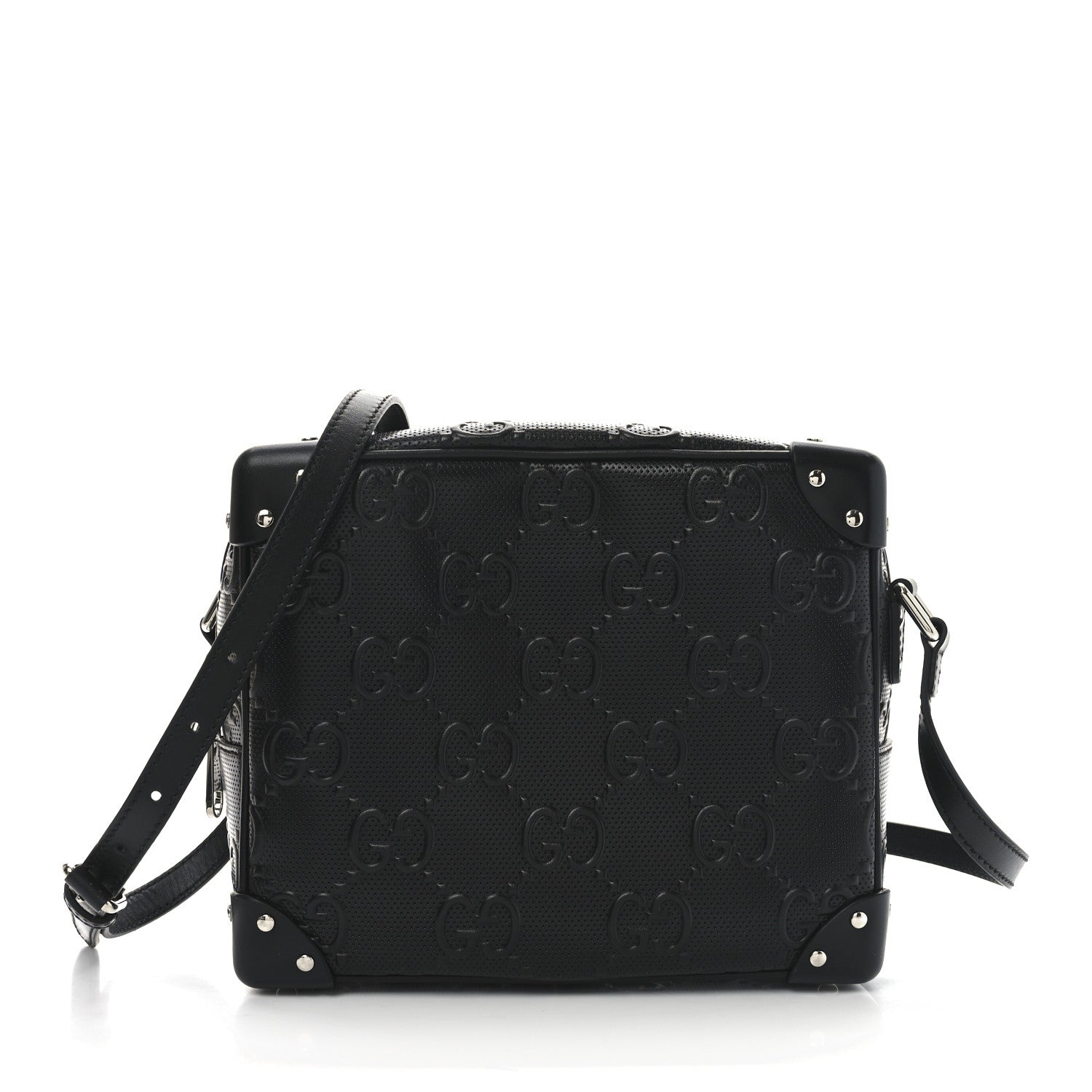 Gucci Calfskin GG Tennis Embossed Square Messenger Bag Black 1 of 10
