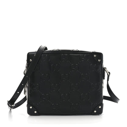 Gucci Calfskin GG Tennis Embossed Square Messenger Bag Black 1 of 10