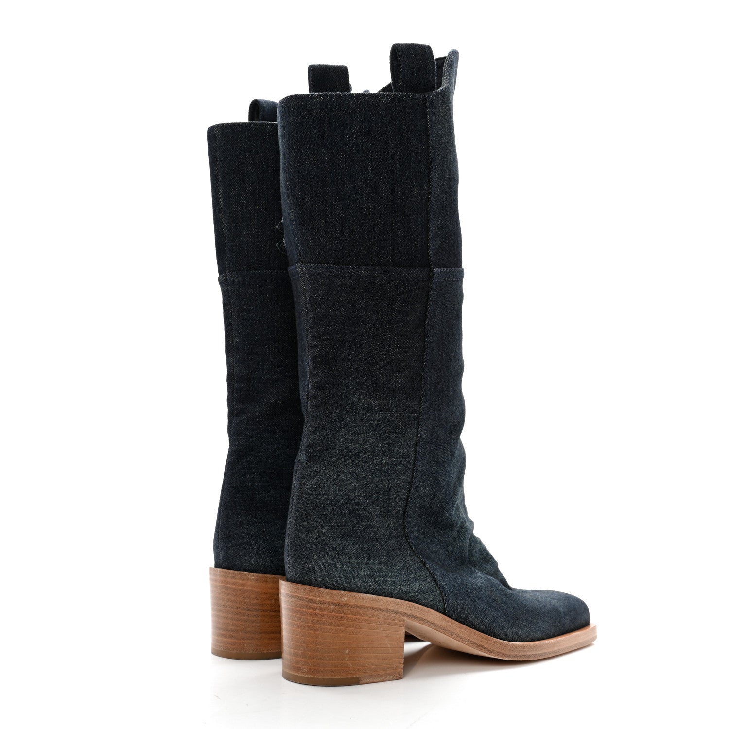 Chanel Denim Wyoming Knee High Boots 40 Navy 4 of 12