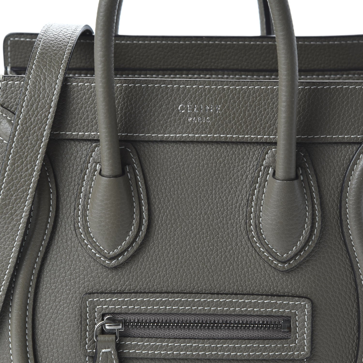 Celine Drummed Calfskin Nano Luggage Souris 9 of 9