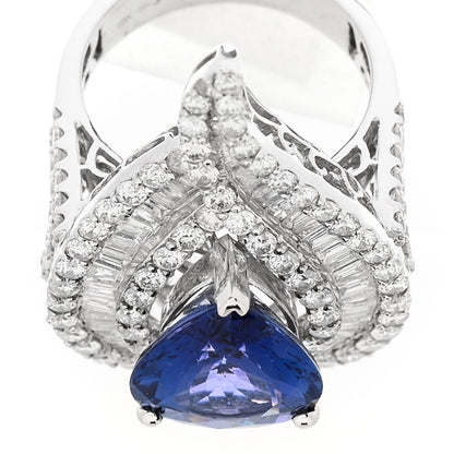 Parker & West by FASHIONPHILE 18K White Gold Diamond Tanzanite 3.64ctw Pear Cut Cocktail Ring 54 6.75 7 of 9