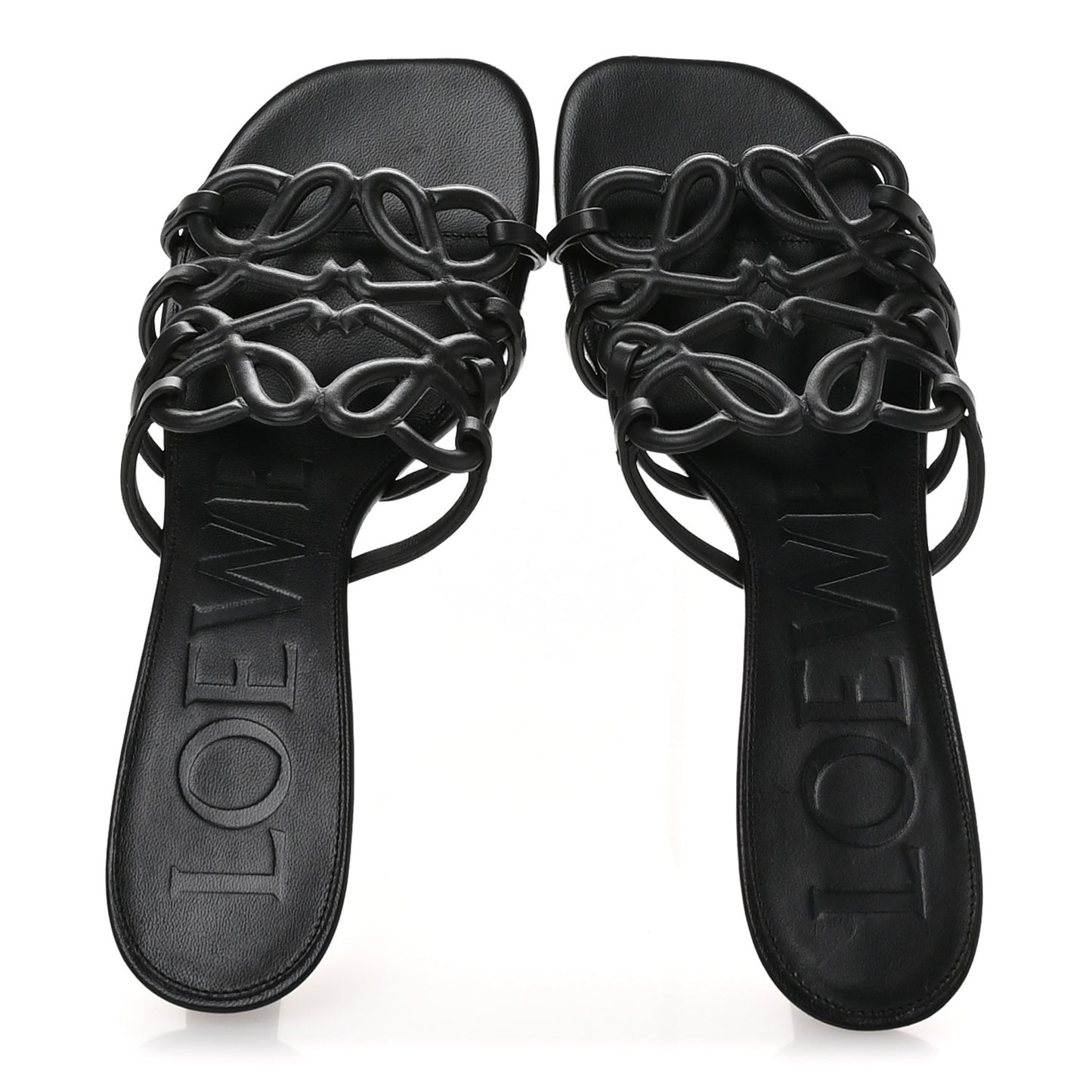 Calfskin Petal Anagram Caged Mule 45mm Sandals 37 Black