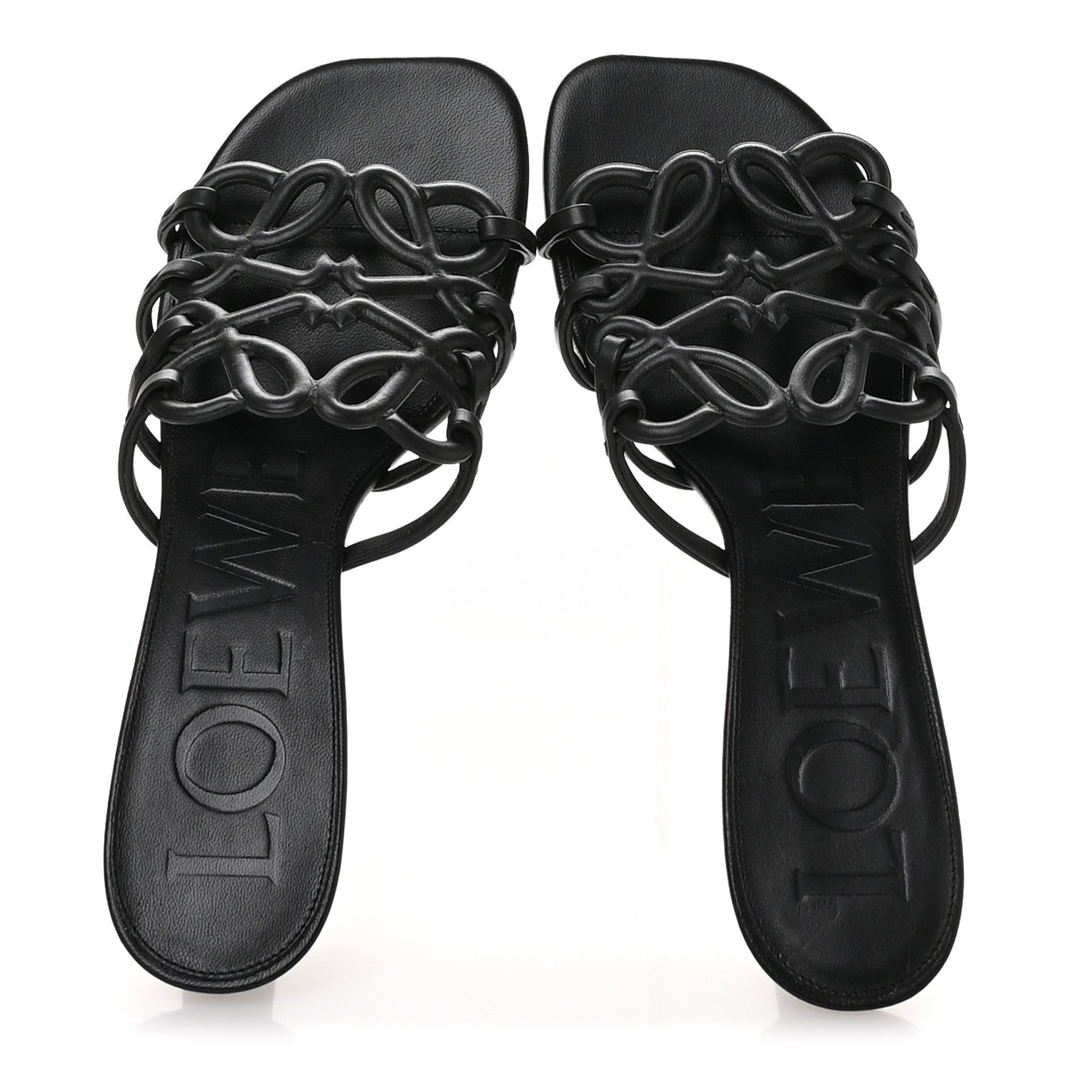 Loewe Calfskin Petal Anagram Caged Mule 45mm Sandals 37 Black 2 of 8