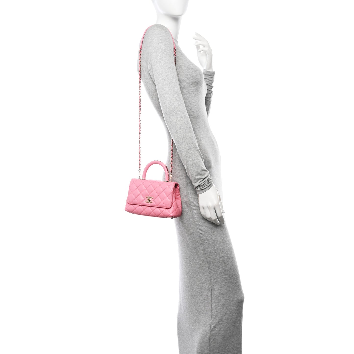 Caviar Quilted Extra Mini Coco Chain Handle Flap Pink