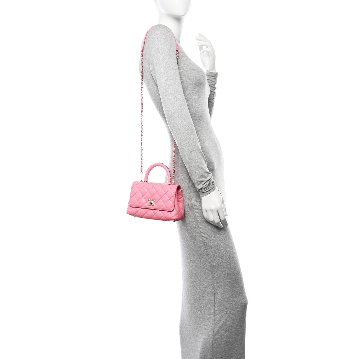 Chanel Caviar Quilted Extra Mini Coco Chain Handle Flap Pink 2 of 11