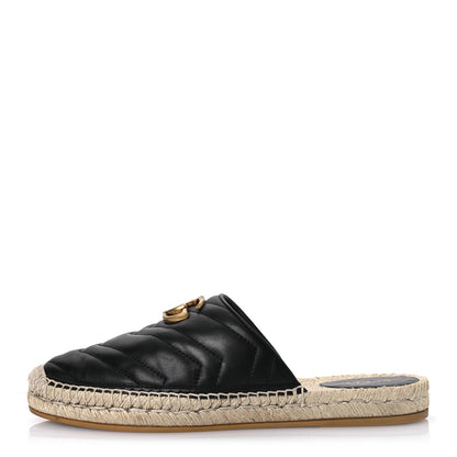 Gucci Nappa Matelasse GG Marmont Espadrille Slippers 39 Black 1 of 14